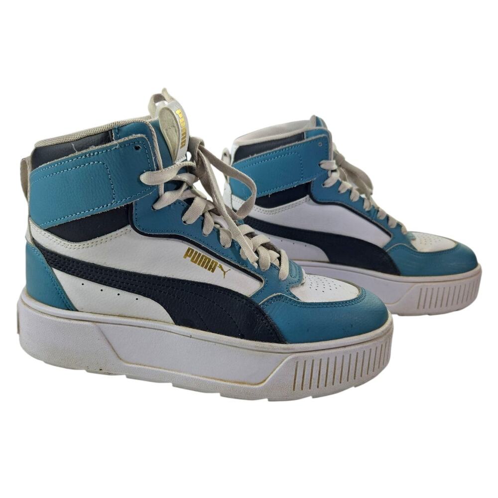Puma | Blue & White Karmen Rebelle Mid Platform Sneaker | Size 6.5 - Picture 1 of 7